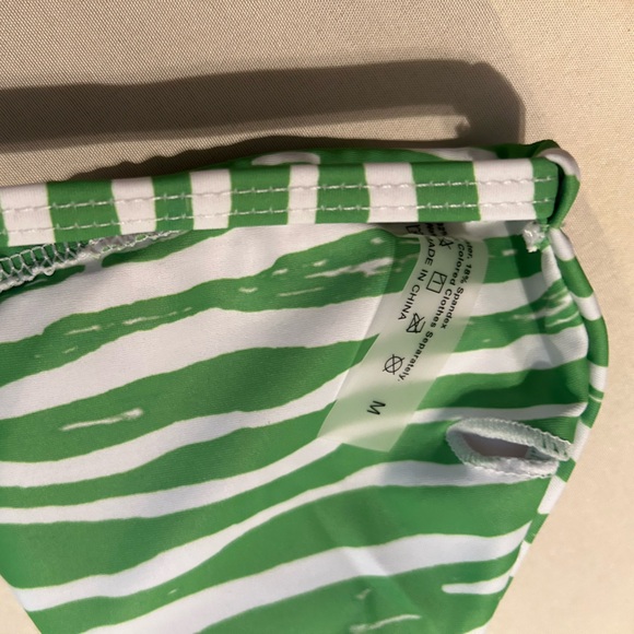 Green & white two piece, striped bikini size medium - Picture 4 of 8